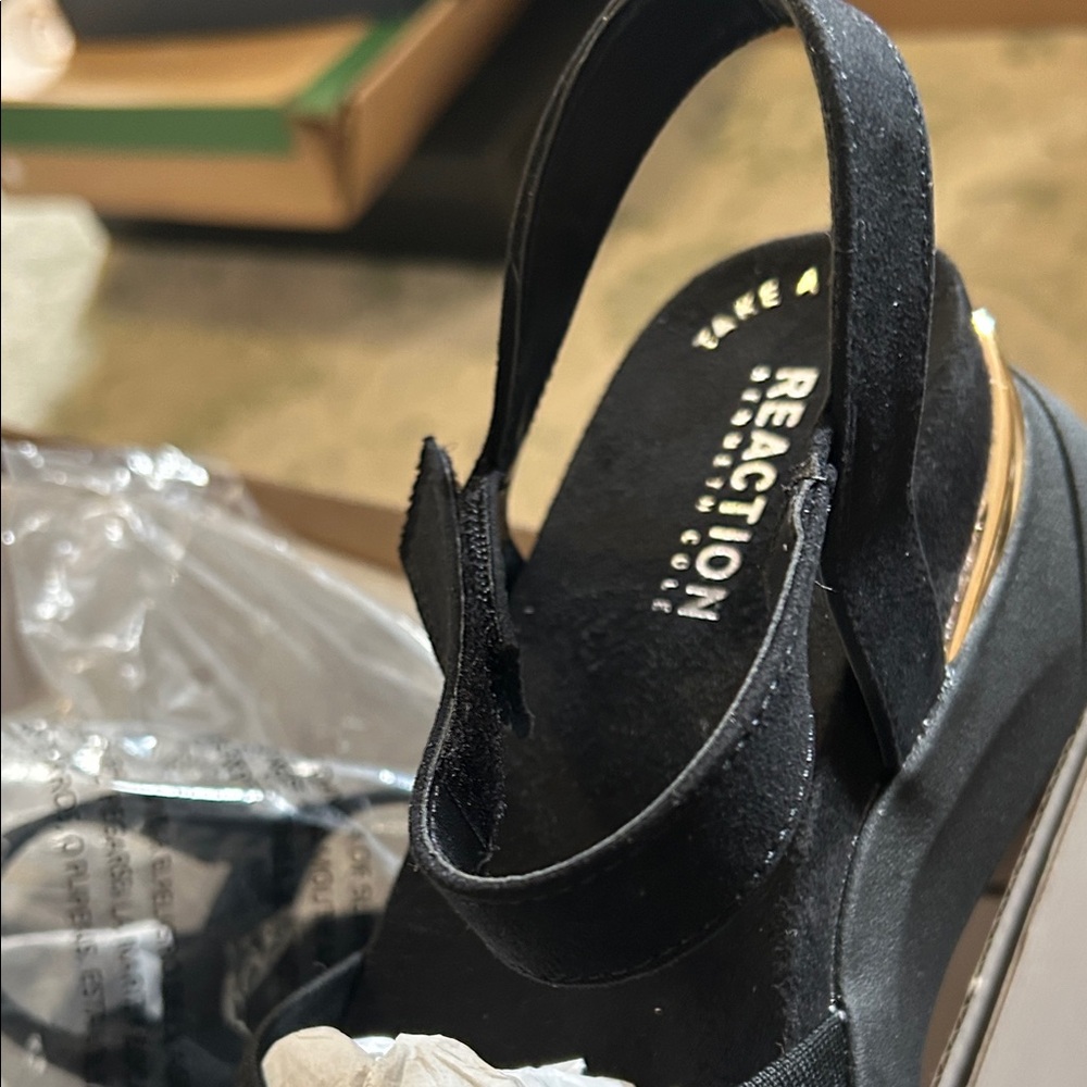 Kenneth Cole Reaction Black Rhinestone Sandals - Picture 6 of 10